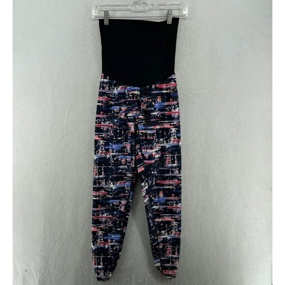 Motherhood Pants - Motherhood Maternity Pants Women's Sz S  Black Purple Retro Print Stretch Slim